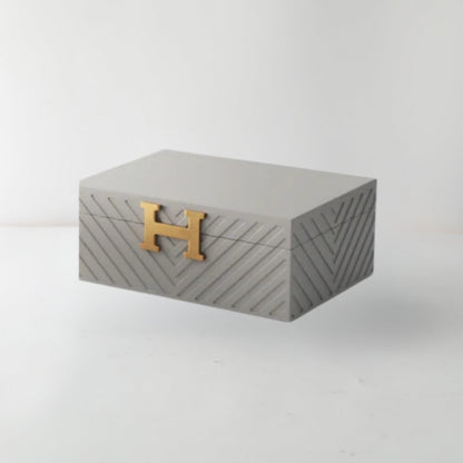 Contemporary Matt Grey MDF and Metal Storage Box