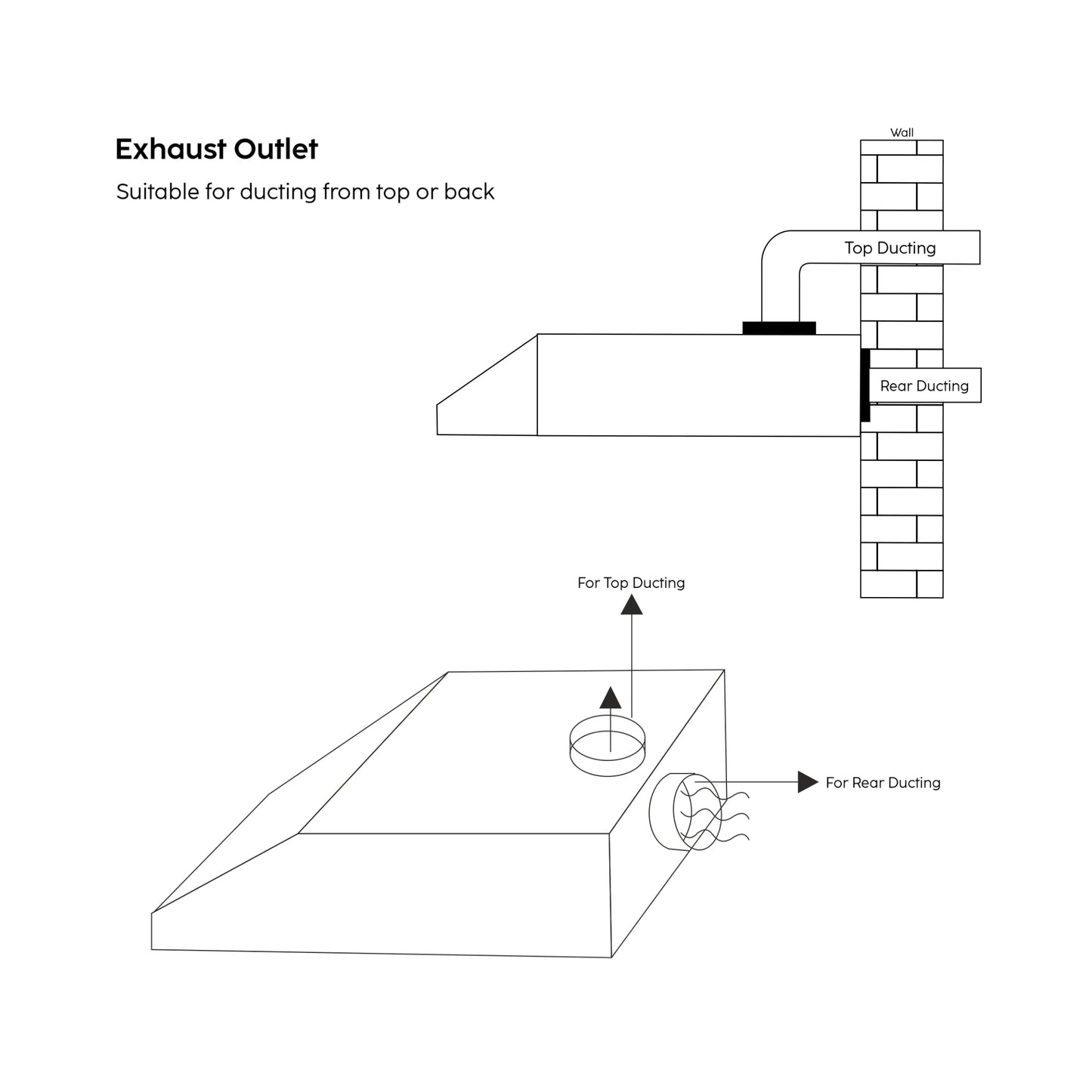 Glen 60 cm Wall Mounted Chimney Straight Line Series CH 6000 JUNIOR Black BF 60cm 1000