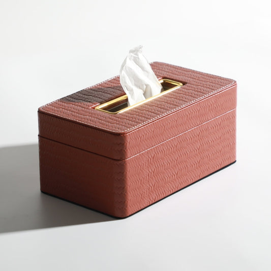 Crimson Leather Tissue Holder