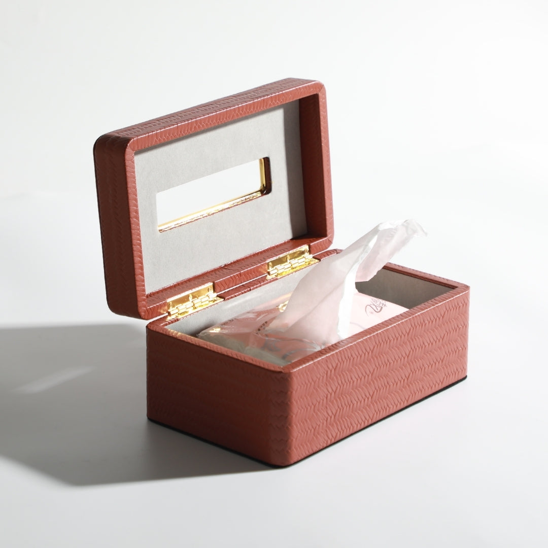 Crimson Leather Tissue Holder