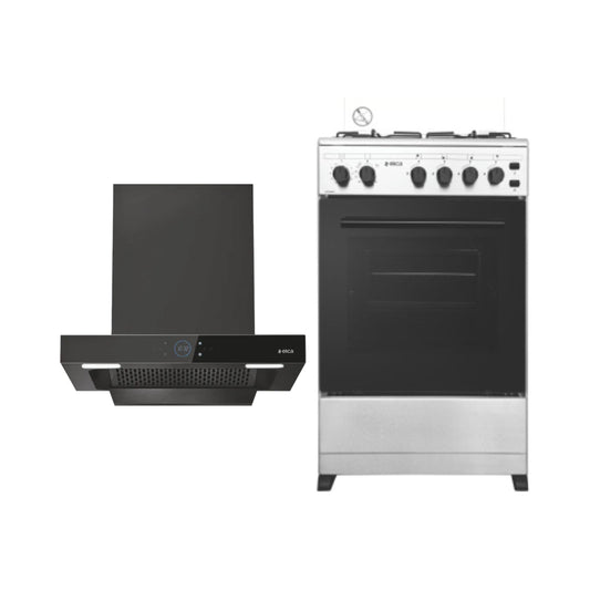 Elica 60 cm Wall Mounted Chimney Ismart Series ISMART SPOT FL HAC 60 LTW NERO + Elica Cooking Range F 3402 WGVH SS