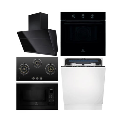 Electrolux Built In Oven UltimateTaste 300 KOHLH00KA + Electrolux Built-In Microwave UltimateTaste 500 EMSB25XG + Electrolux 90 cm Wall Mounted Chimney UltimateTaste 700 Series ECS9941GB + Electrolux 78 cm 3 Burner Hob UltimateTaste 300 EHG7330BC + Electrolux Built In Dishwasher UltimateCare 700 EEM48330L with 14 Place Settings