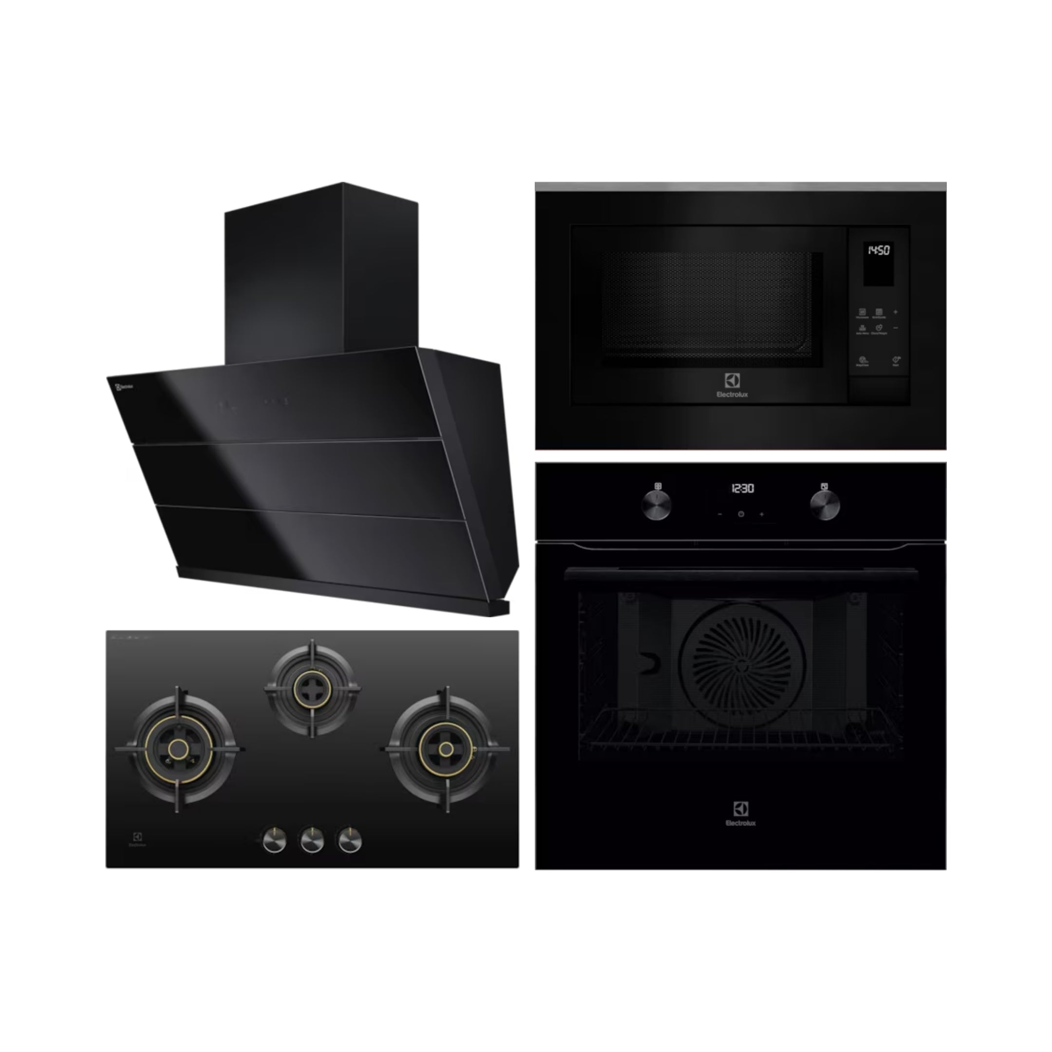 Electrolux Built In Oven With Air Fryer UltimateTaste 500 KOIGH00KA2 + Electrolux Built-In Microwave UltimateTaste 500 EMSB25XG + Electrolux 90 cm Wall Mounted Chimney UltimateTaste 700 Series ECS9941GB + Electrolux 78 cm 3 Burner Hob UltimateTaste 300 EHG7330BC