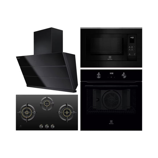 Electrolux Built In Oven With Air Fryer UltimateTaste 500 KOIGH00KA2 + Electrolux Built-In Microwave UltimateTaste 500 EMSB25XG + Electrolux 90 cm Wall Mounted Chimney UltimateTaste 700 Series ECS9941GB + Electrolux 78 cm 3 Burner Hob UltimateTaste 300 EHG7330BC