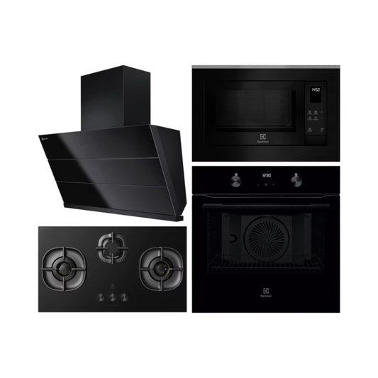 Electrolux Built In Oven With Air Fryer UltimateTaste 500 KOIGH00KA2 + Electrolux Built-In Microwave UltimateTaste 500 EMSB25XG + Electrolux 90 cm Wall Mounted Chimney UltimateTaste 700 Series ECS9941GB + Electrolux 90 cm 3 Burner Hob UltimateTaste 700 EHG9351BC
