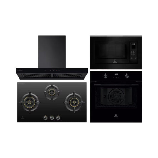 Electrolux Built In Oven With Air Fryer UltimateTaste 500 KOIGH00KA2 + Electrolux Built-In Microwave UltimateTaste 500 EMSB25XG + Electrolux 90 cm Wall Mounted Chimney UltimateTaste 700 Series ECT9841KB + Electrolux 78 cm 3 Burner Hob UltimateTaste 300 EHG7330BC