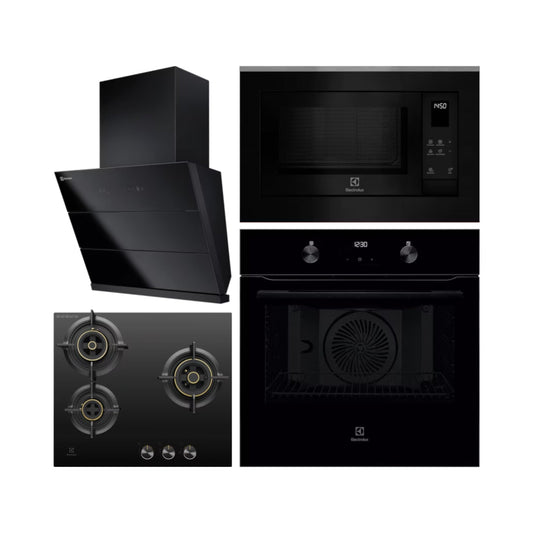 Electrolux Built In Oven With Air Fryer UltimateTaste 500 KOIGH00KA2 + Electrolux Built-In Microwave UltimateTaste 500 EMSB25XG + Electrolux 60 cm Wall Mounted Chimney UltimateTaste 700 Series ECS6941GB + Electrolux 60 cm 3 Burner Hob UltimateTaste 300 EHG6330BC