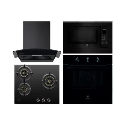 Electrolux Built In Oven UltimateTaste 300 KOHLH00KA + Electrolux Built-In Microwave UltimateTaste 500 EMSB25XG + Electrolux 60 cm Wall Mounted Chimney UltimateTaste 700 Series ECC6841GB + Electrolux 60 cm 3 Burner Hob UltimateTaste 300 EHG6330BC