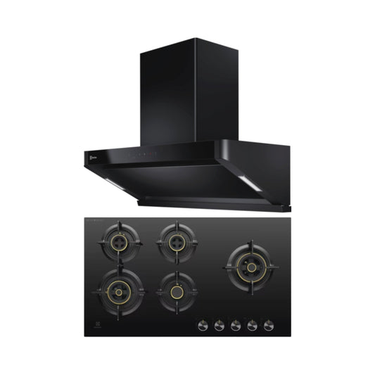 Electrolux 90 cm Wall Mounted Chimney UltimateTaste 700 Series ECS9939KB + Electrolux 90 cm 5 Burner Hob UltimateTaste 300 EHG9530BC