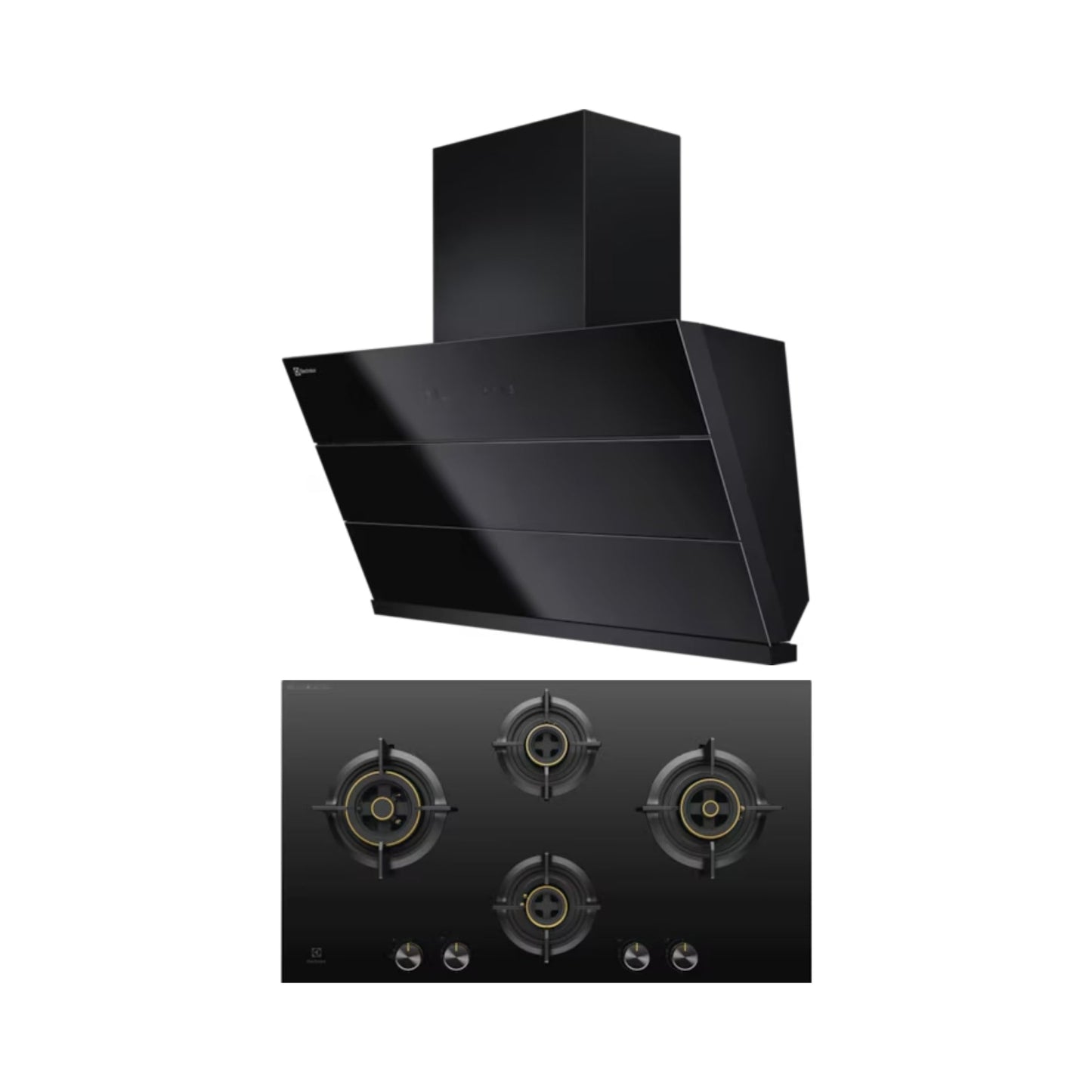 Electrolux 90 cm Wall Mounted Chimney UltimateTaste 700 Series ECS9941GB + Electrolux 90 cm 4 Burner Hob UltimateTaste 300 EHG9430BCD