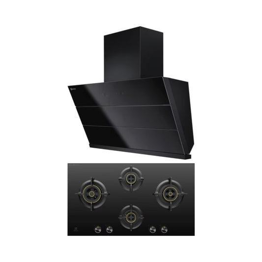 Electrolux 90 cm Wall Mounted Chimney UltimateTaste 700 Series ECS9941GB + Electrolux 90 cm 4 Burner Hob UltimateTaste 300 EHG9430BCD