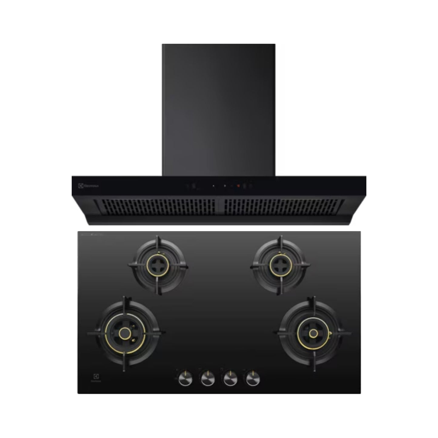 Electrolux 90 cm Wall Mounted Chimney UltimateTaste 700 Series ECT9841KB + Electrolux 90 cm 4 Burner Hob UltimateTaste 300 EHG9430BCI