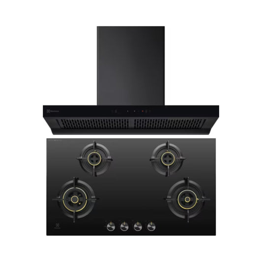 Electrolux 90 cm Wall Mounted Chimney UltimateTaste 700 Series ECT9841KB + Electrolux 90 cm 4 Burner Hob UltimateTaste 300 EHG9430BCI