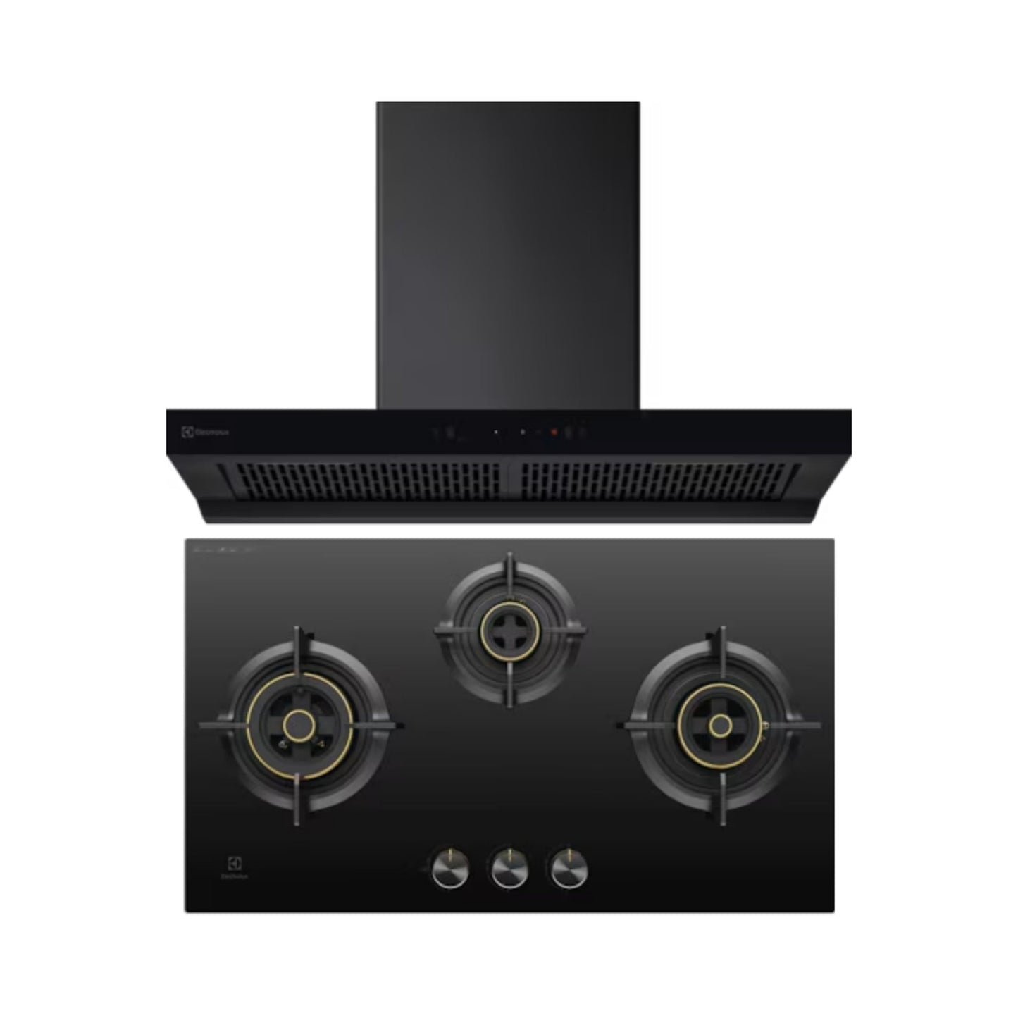 Electrolux 90 cm Wall Mounted Chimney UltimateTaste 700 Series ECT9841KB + Electrolux 78 cm 3 Burner Hob UltimateTaste 300 EHG7330BC