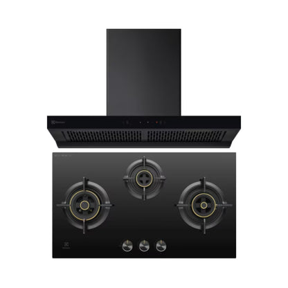 Electrolux 90 cm Wall Mounted Chimney UltimateTaste 700 Series ECT9841KB + Electrolux 78 cm 3 Burner Hob UltimateTaste 300 EHG7330BC