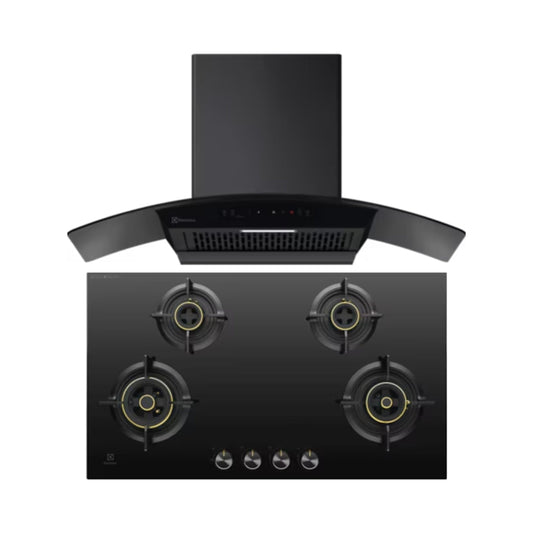 Electrolux 90 cm Wall Mounted Chimney UltimateTaste 700 Series ECC9841GB + Electrolux 90 cm 4 Burner Hob UltimateTaste 300 EHG9430BCI