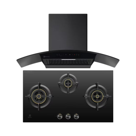 Electrolux 90 cm Wall Mounted Chimney UltimateTaste 700 Series ECC9841GB + Electrolux 78 cm 3 Burner Hob UltimateTaste 300 EHG7330BC
