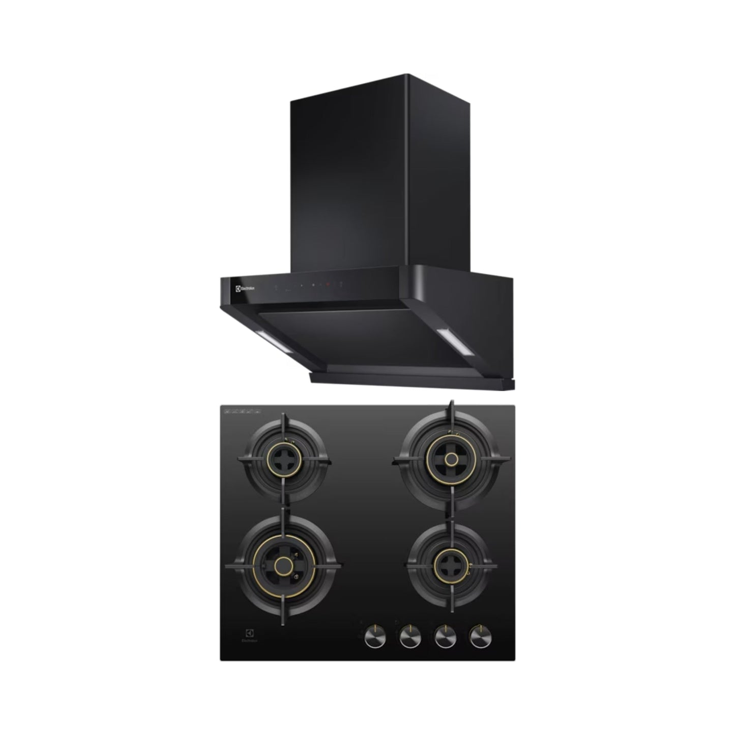 Electrolux 60 cm Wall Mounted Chimney UltimateTaste 700 Series ECS6939KB + Electrolux 60 cm 4 Burner Hob UltimateTaste 300 EHG6430BC