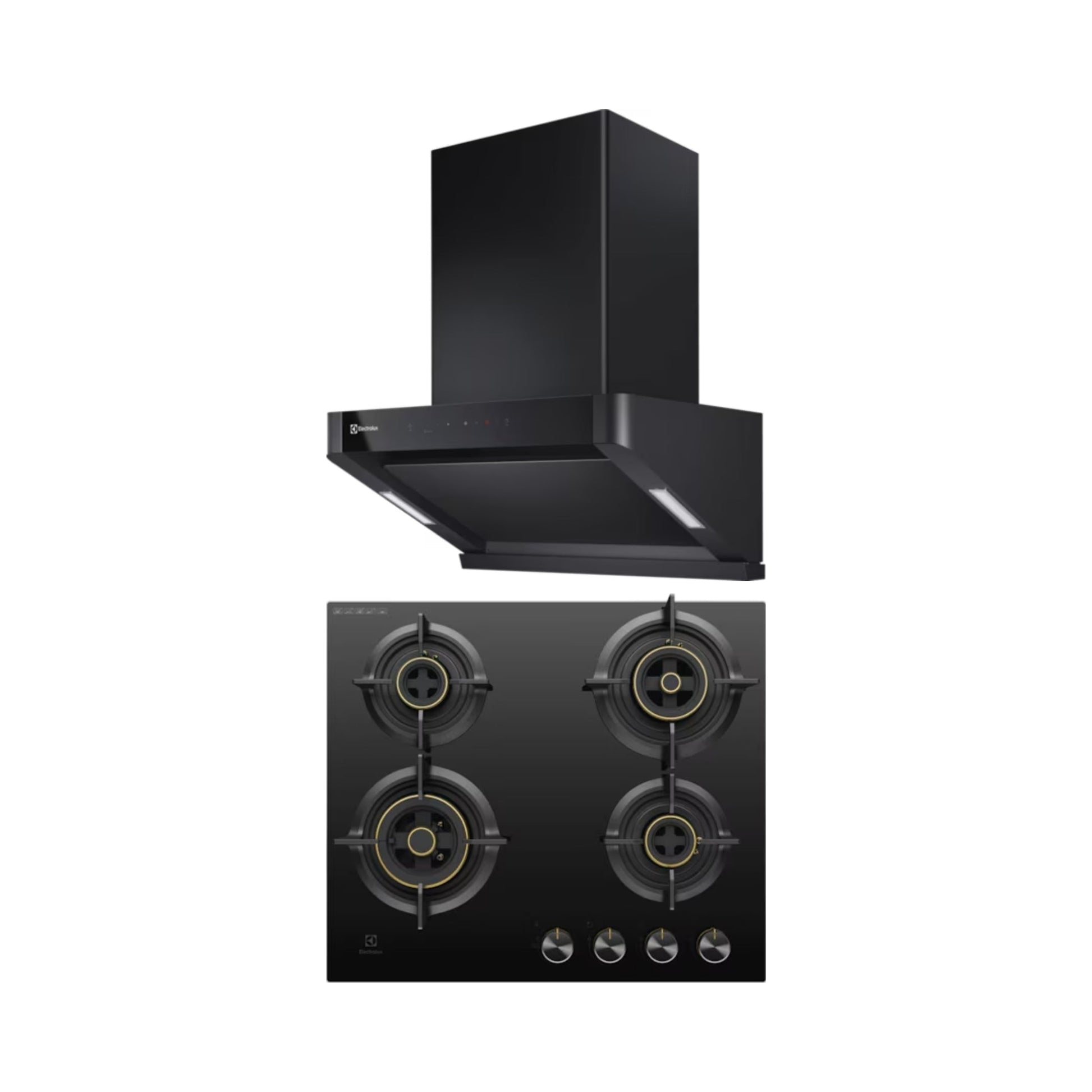 Electrolux 60 cm Wall Mounted Chimney UltimateTaste 700 Series ECS6939KB + Electrolux 60 cm 4 Burner Hob UltimateTaste 300 EHG6430BC