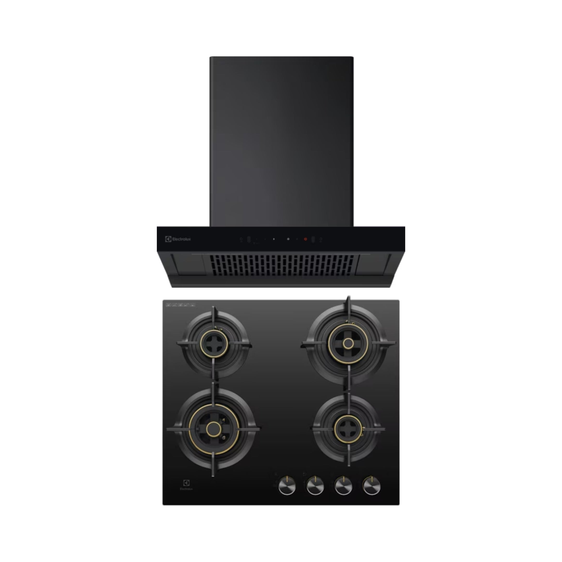 Electrolux 60 cm Wall Mounted Chimney UltimateTaste 700 Series ECT6841KB + Electrolux 60 cm 4 Burner Hob UltimateTaste 300 EHG6430BC