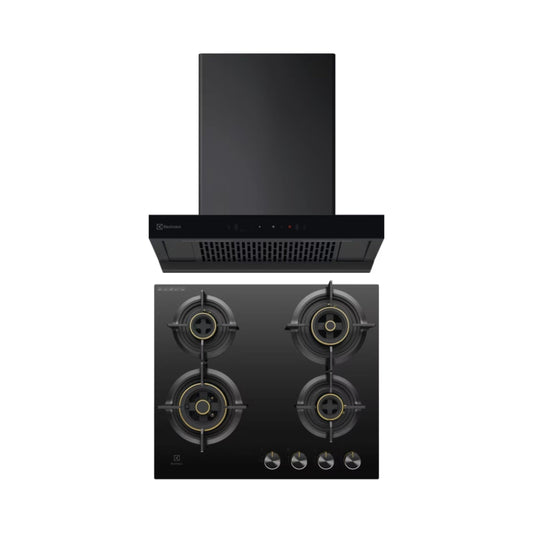 Electrolux 60 cm Wall Mounted Chimney UltimateTaste 700 Series ECT6841KB + Electrolux 60 cm 4 Burner Hob UltimateTaste 300 EHG6430BC