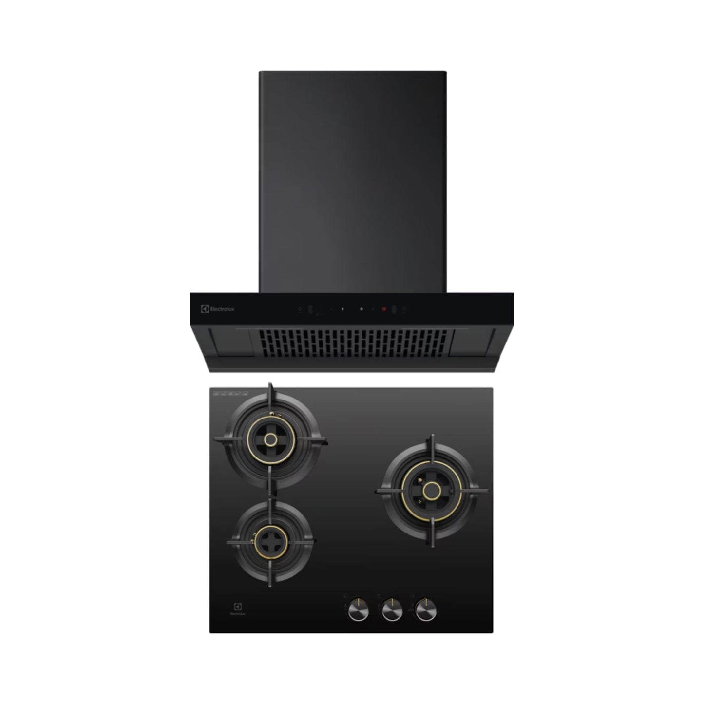 Electrolux 60 cm Wall Mounted Chimney UltimateTaste 700 Series ECT6841KB + Electrolux 60 cm 3 Burner Hob UltimateTaste 300 EHG6330BC