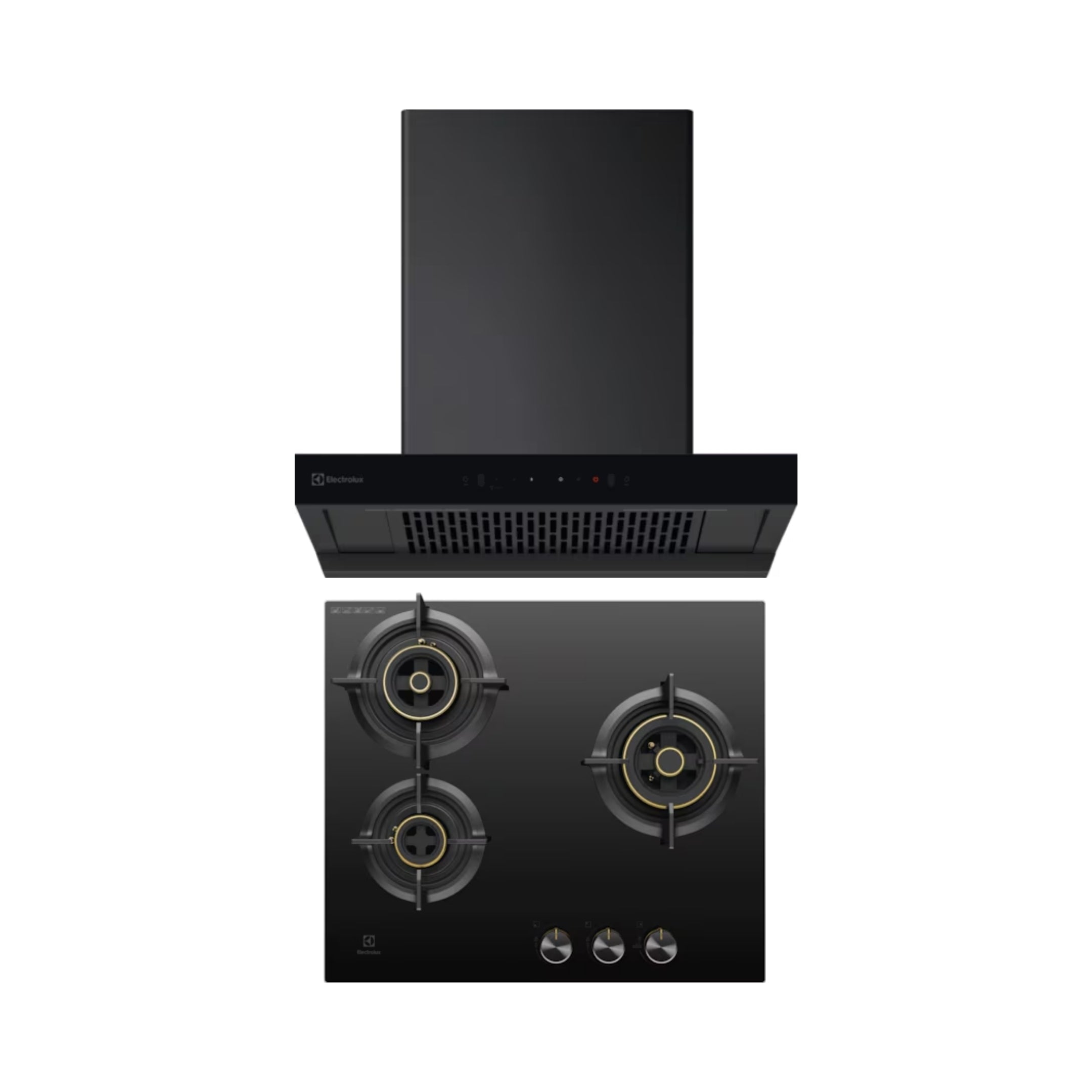 Electrolux 60 cm Wall Mounted Chimney UltimateTaste 700 Series ECT6841KB + Electrolux 60 cm 3 Burner Hob UltimateTaste 300 EHG6330BC