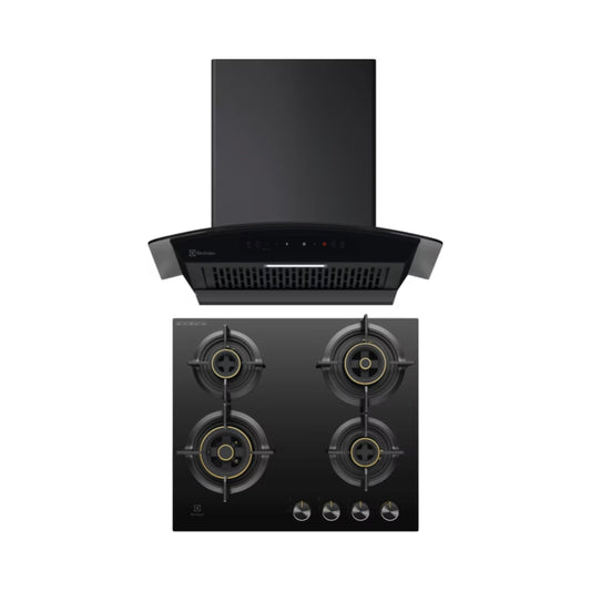 Electrolux 60 cm Wall Mounted Chimney UltimateTaste 700 Series ECC6841GB + Electrolux 60 cm 4 Burner Hob UltimateTaste 300 EHG6430BC