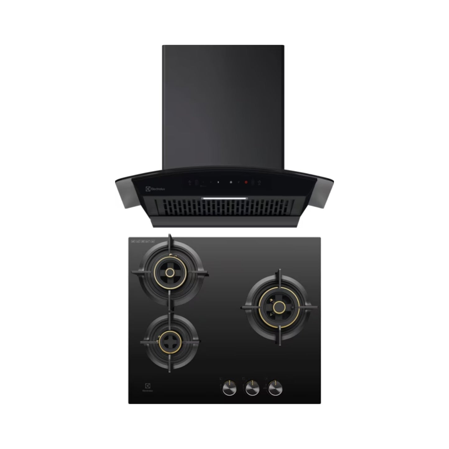 Electrolux 60 cm Wall Mounted Chimney UltimateTaste 700 Series ECC6841GB + Electrolux 60 cm 3 Burner Hob UltimateTaste 300 EHG6330BC