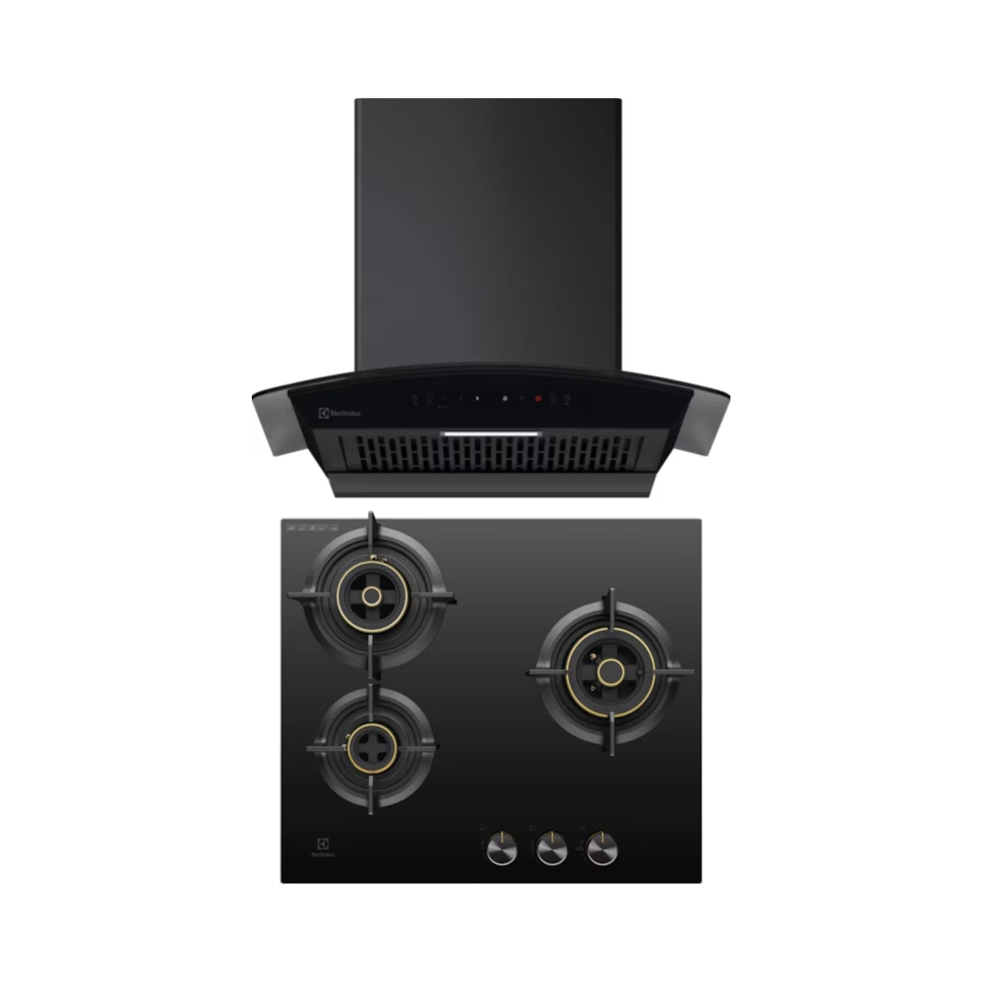 Electrolux 60 cm Wall Mounted Chimney UltimateTaste 700 Series ECC6841GB + Electrolux 60 cm 3 Burner Hob UltimateTaste 300 EHG6330BC