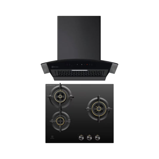 Electrolux 60 cm Wall Mounted Chimney UltimateTaste 700 Series ECC6841GB + Electrolux 60 cm 3 Burner Hob UltimateTaste 300 EHG6330BC