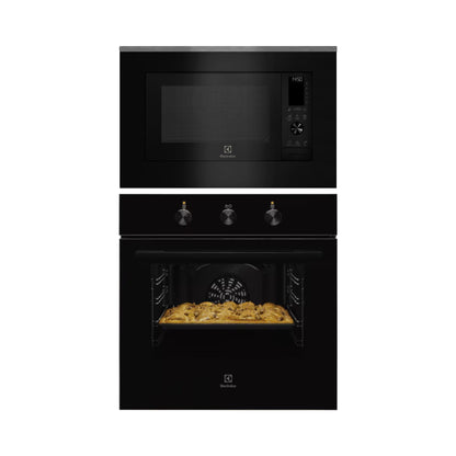 Electrolux Built In Oven with Steam Assist UltimateTaste 300 KOH2H00BK + Electrolux Built-In Convection Microwave with Air Fryer UltimateTaste 900 EMSB30XCF