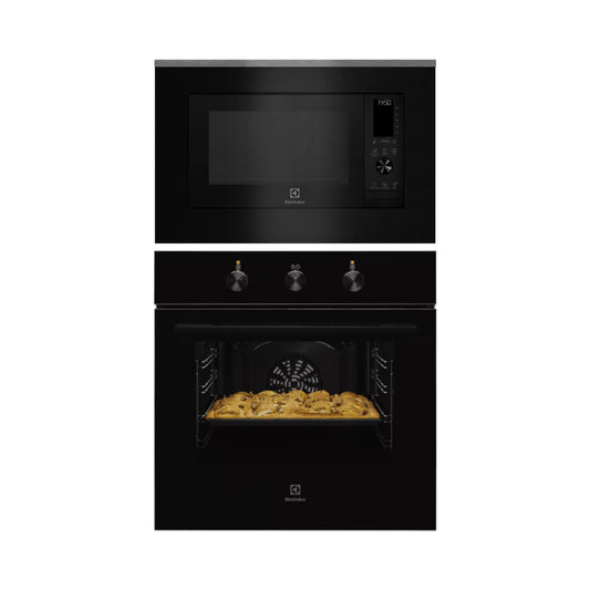 Electrolux Built In Oven with Steam Assist UltimateTaste 300 KOH2H00BK + Electrolux Built-In Convection Microwave with Air Fryer UltimateTaste 900 EMSB30XCF