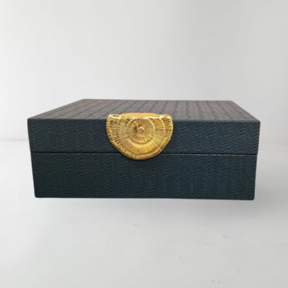 Elegant Navy Blue PU Leather Storage Box