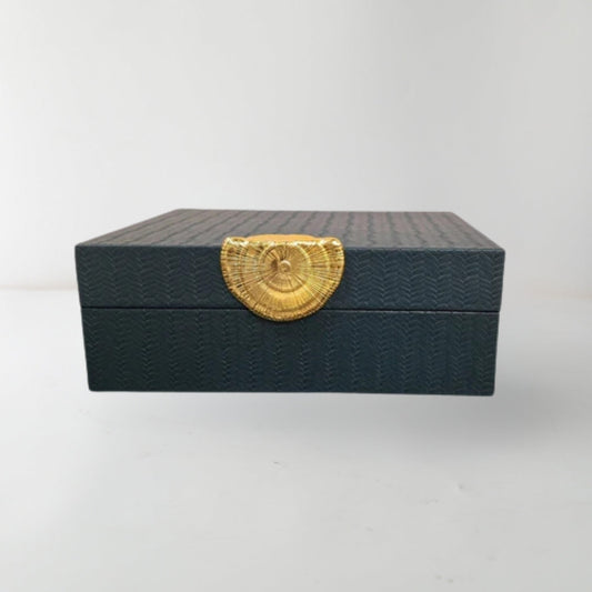 Elegant Navy Blue PU Leather Storage Box