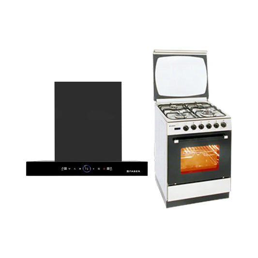 Faber 60 cm Wall Mounted Chimney Gen-I Series DAZZLE BLDC FL HC BK 60 + Faber Cooking Range FCR 53L 4B CIR