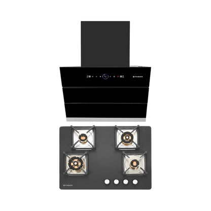 Faber 60 cm Wall Mounted Chimney Gen-I Series COMET BLDC FL HC BK 60 + Faber 70 cm 4 Burner Hob Bella Series BELLA HT 704 BR AI