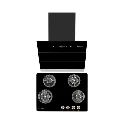 Faber 60 cm Wall Mounted Chimney Gen-I Series COMET BLDC FL HC BK 60 + Faber 70 cm 4 Burner Hob Experia Series EXPERIA HT 704 ALU AI