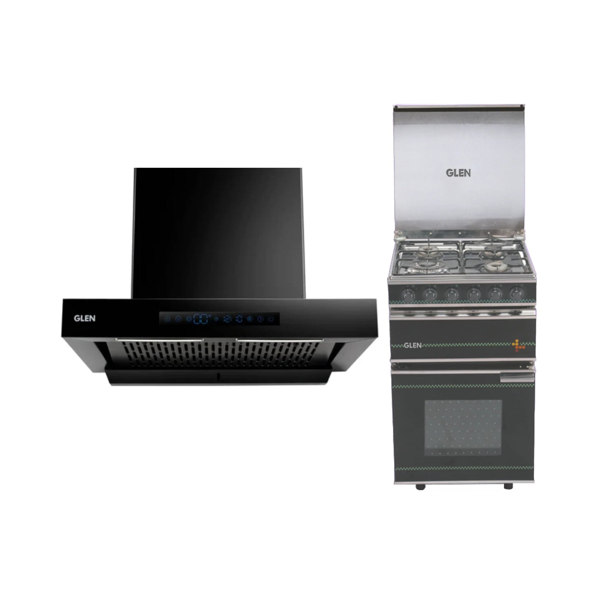 Glen 60 cm Wall Mounted Chimney Filterless Series CH 6053 BL BLDC AC 60 + Glen Cooking Range CR 2011 SS TR