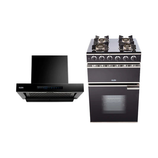 Glen 60 cm Wall Mounted Chimney Filterless Series CH 6053 BL BLDC AC 60 + Glen Cooking Range CR 2014 DB AI