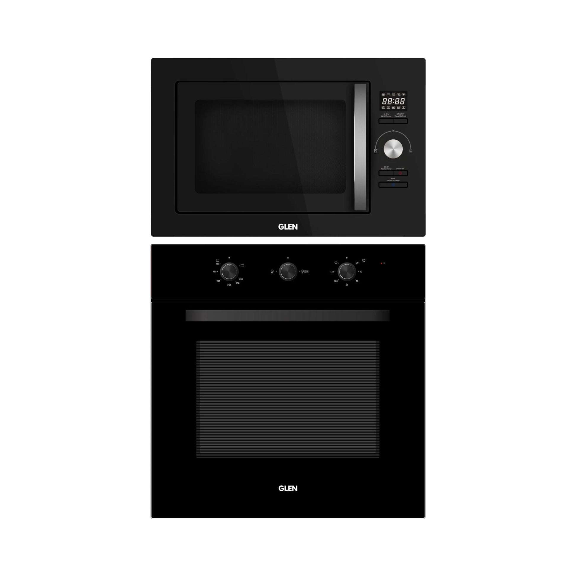 Glen Built In Oven BO 664 BL GAS + Glen Built-In Convection Microwave MO 674