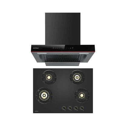 Hafele 60 cm Wall Mounted Chimney Essentia Series RENATA T-60 HOOD + Hafele 70 cm 4 Burner Hob Essentia Series AUGUSTA 470