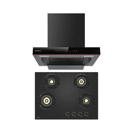 Hafele 60 cm Wall Mounted Chimney Essentia Series RENATA T-60 HOOD + Hafele 70 cm 4 Burner Hob Essentia Series AUGUSTA 470