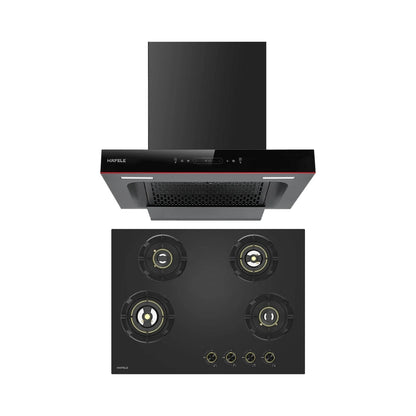 Hafele 60 cm Wall Mounted Chimney Essentia Series RENATA T-60 HOOD + Hafele 70 cm 4 Burner Hob Essentia Series VERENA 470