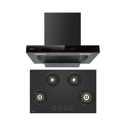 Hafele 90 cm Wall Mounted Chimney Essentia Series RENATA T-90 HOOD + Hafele 80 cm 4 Burner Hob Essentia Series AUGUSTA 480