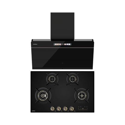 Hafele 90 cm Wall Mounted Chimney TERESA NEO I-90 BLDC + Hafele 80 cm 4 Burner Hob Cronus Series CRONUS 480