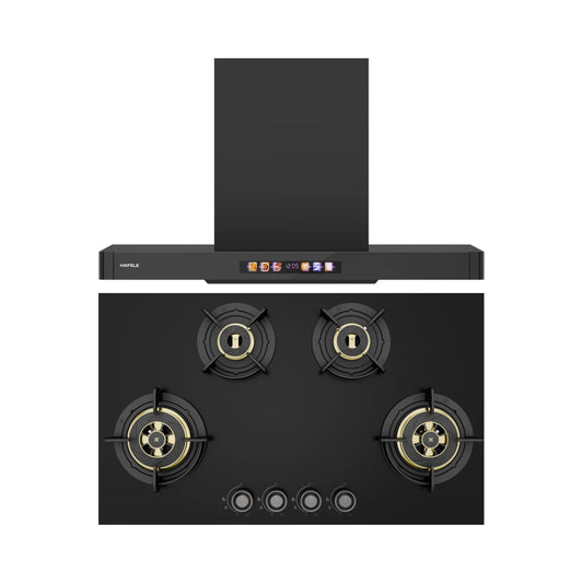 Hafele 90 cm Wall Mounted Chimney TERESA T-90 BLDC + Hafele 86 cm 4 Burner Hob Altius Plus Matt Series ALTIUS PLUS MATT GLASS 490