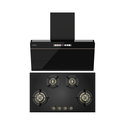 Hafele 90 cm Wall Mounted Chimney TERESA NEO I-90 BLDC + Hafele 86 cm 4 Burner Hob Altius Plus Series ALTIUS PLUS 490