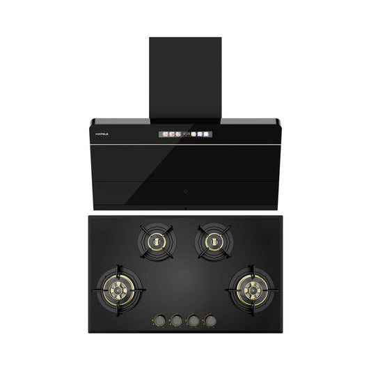 Hafele 90 cm Wall Mounted Chimney TERESA NEO I-90 BLDC + Hafele 86 cm 4 Burner Hob Altius Plus Series ALTIUS PLUS 490