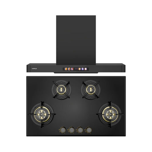Hafele 90 cm Wall Mounted Chimney TERESA T-90 BLDC + Hafele 86 cm 4 Burner Hob Altius Plus Series ALTIUS PLUS 490